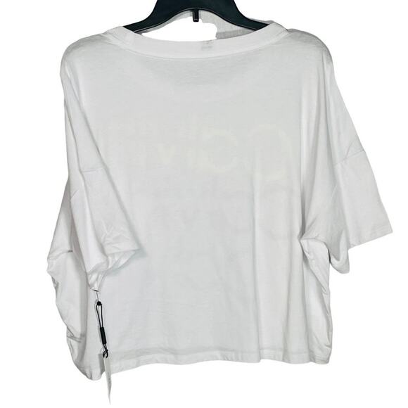 Calvin Klein Performance womans Sliced Logo Cropped T-Shirt White  XL - Picture 10 of 11
